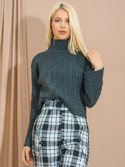 High Neck Cable Knit Top