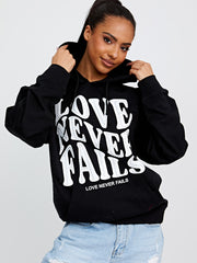 Liefde faalt nooit grafische print hoodie