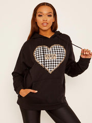 Paris Dogtooth grafische fleeced hoodie