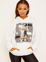 Blijf echte grafische fleeced hoodie