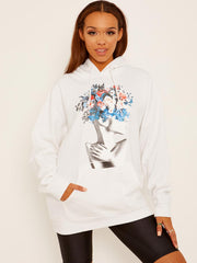 Flower Face grafische fleeced hoodie