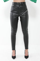PU Trouser Pants With Zip Detail