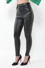 PU Trouser Pants With Zip Detail