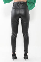 PU Trouser Pants With Zip Detail
