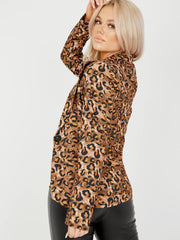 Leopard Print One Button Blazer