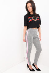 Multi Check Trousers With Side Stripe