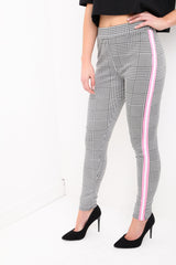Multi Check Trousers With Side Stripe