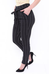 Thin Stripe Trousers With Tie Waist