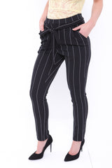 Thin Stripe Trousers With Tie Waist