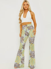 Leopard Chain Print Slinky Wide Leg Trouser