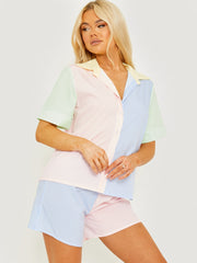 Multi Coloured Striped Shirt & Shorts Co-ord