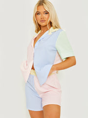 Multi Coloured Striped Shirt & Shorts Co-ord