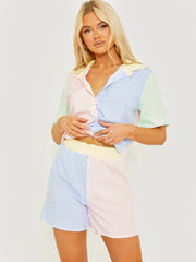Multi Coloured Striped Shirt & Shorts Co-ord