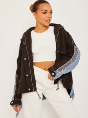 Contrast kleurblok denimjack