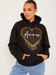 Amour hart grafische fleeced hoodie