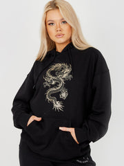 Glittered Dragon Fleeced Hoodie