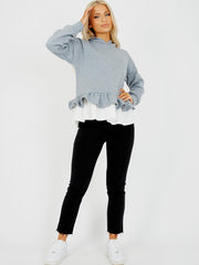 Gelaagde franje zoom fleece hoodie
