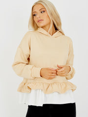 Gelaagde franje zoom fleece hoodie