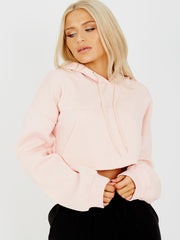 Rauwe zoom bijgesneden fleece hoodie