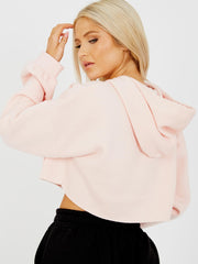 Rauwe zoom bijgesneden fleece hoodie