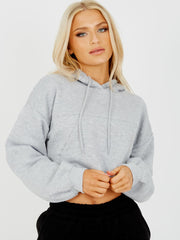 Rauwe zoom bijgesneden fleece hoodie