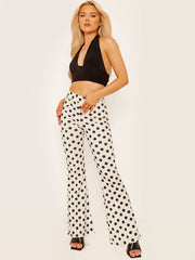 Polka dot print wijd uitlopende broek