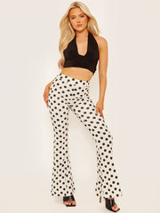 Polka dot print wijd uitlopende broek