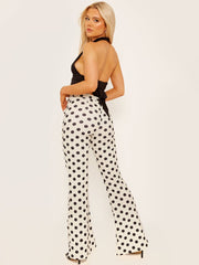 Polka dot print wijd uitlopende broek