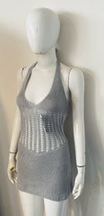 Open Back Halter Neck Knitted Dress