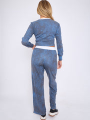 Zuurwas geribbelde crop-top & broekcoördin met streepdetail
