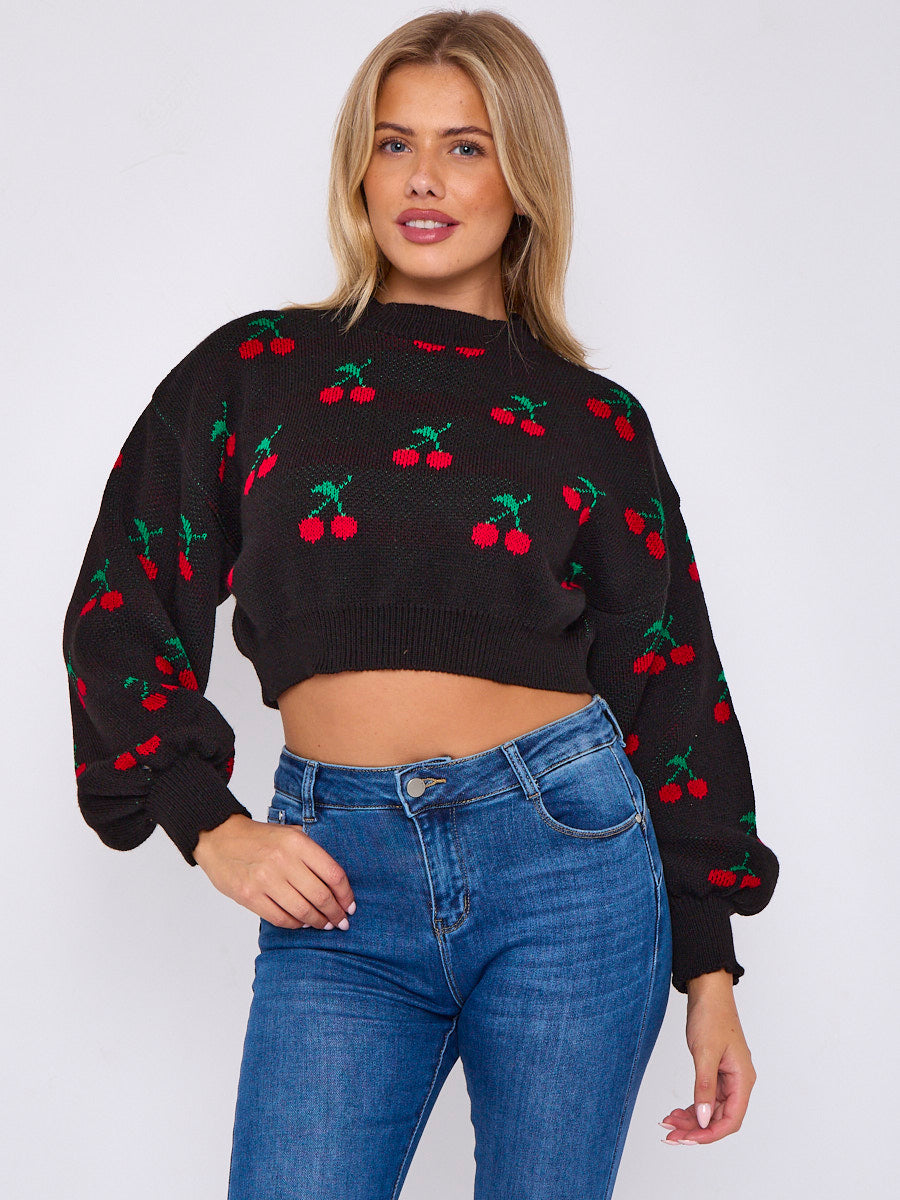 Oversized cropped knitted jumper hotsell