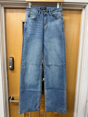 Straight Leg Denim Jeans With Bow Detail