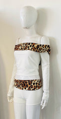 Off-Shoulder Leopard Print Top & Ruched Shorts Co-ord