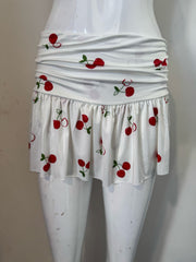 Cherry Print Slinky Mini Skort