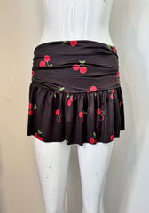 Cherry Print Slinky Mini Skort