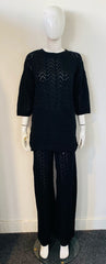 Boxy Knitted Short Sleeve Top and Wide Leg Trouser Co-ord