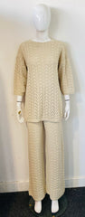 Boxy Knitted Short Sleeve Top and Wide Leg Trouser Co-ord