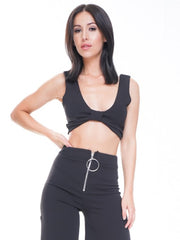 Lace Up Fasten Bow Front Crop Top