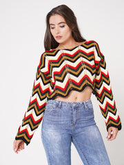 Multi Coloured Cropped Knitted Jumper
