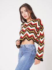 Multi Coloured Cropped Knitted Jumper