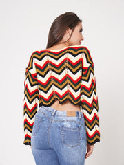 Multi Coloured Cropped Knitted Jumper