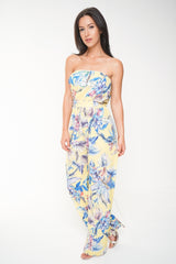 Botanic Print Frill Bardot Jumpsuit
