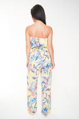 Botanic Print Frill Bardot Jumpsuit
