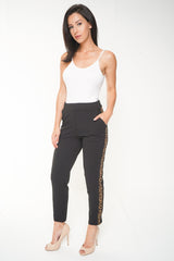 Leopard Print Side Trim Trousers