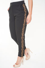 Leopard Print Side Trim Trousers