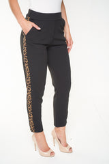 Leopard Print Side Trim Trousers