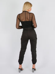 Duw nek gevoerde gaas bodysuit