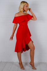 Wickeln Sie das Rüschen -Bardot -Kleid ein