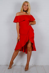 Wickeln Sie das Rüschen -Bardot -Kleid ein