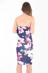 V-Bar Digital Floral Print Bandeau Dress